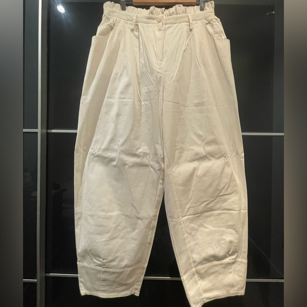 Anthropology White Cotton Trousers